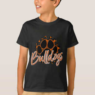 Bulldogs Orange Black Cheetah School Sports Fan Te T-Shirt