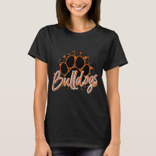 Bulldogs Orange Black Cheetah School Sports Fan Te T-Shirt