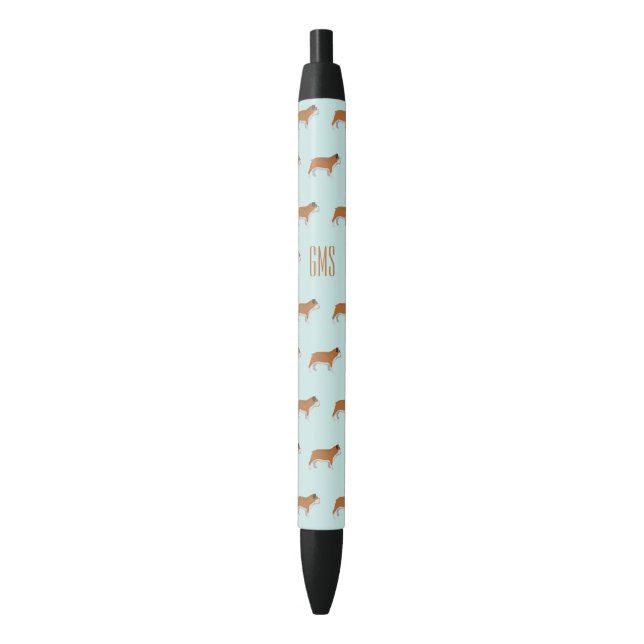 Bulldogs Pattern Monogram Black Ink Pen (Front Vertical)