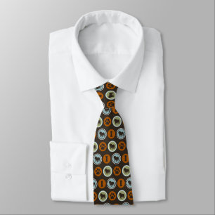 Bulldogs Pattern with Paw Prints and Dog Biscuits Tie