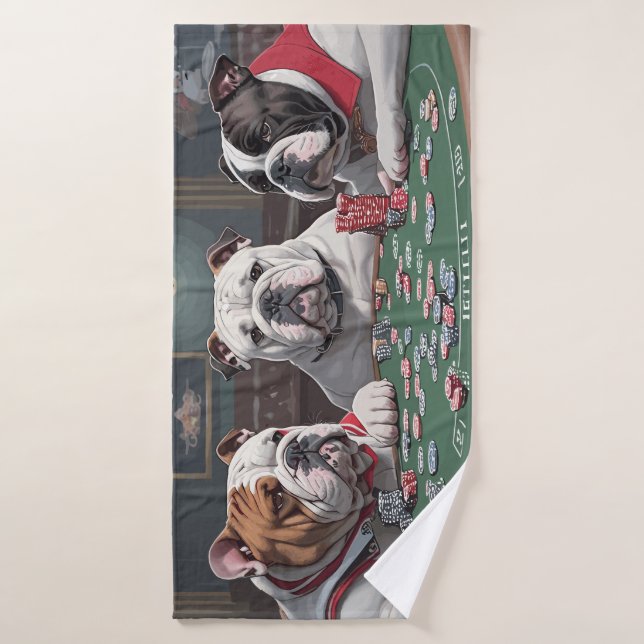 Bulldogs playing poker Serviette de bain (Serviette de bain)