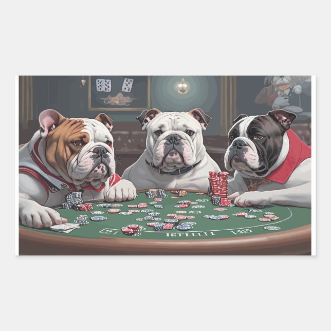 Bulldogs playing poker sticker (Front)