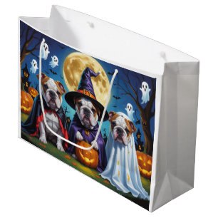Bulldogs Pumpkin Halloween Funny  Large Gift Bag