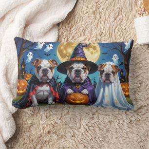 Bulldogs Pumpkin Halloween Funny  Lumbar Pillow