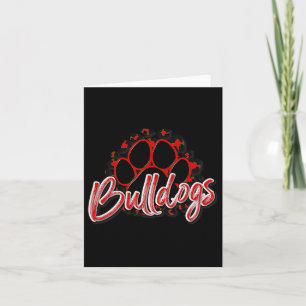 Bulldogs Red Black Cheetah School Sports Fan Team  Card