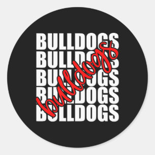 Bulldogs Red School Sports Fan Team Spirit  Classic Round Sticker