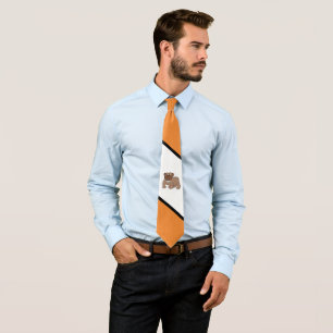 Bulldogs Sports Team Orange White Necktie