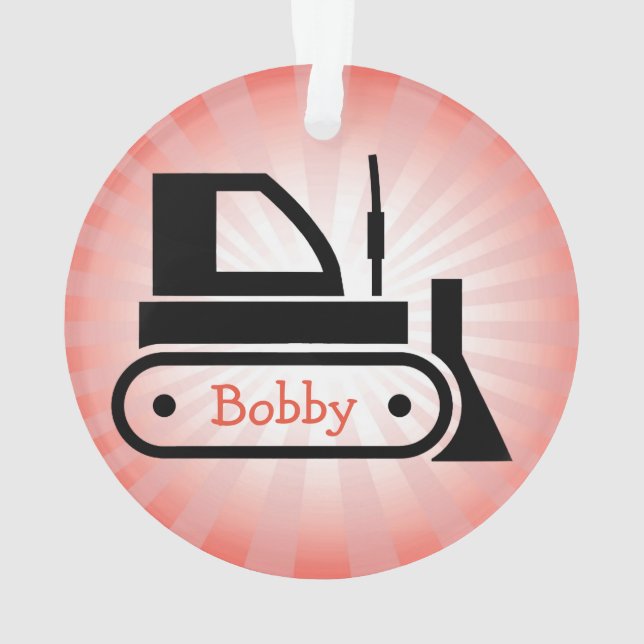 Bulldozer Acrylic Ornament (Back)