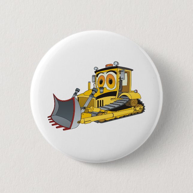 Bulldozer Cartoon 2 Inch Round Button (Front)