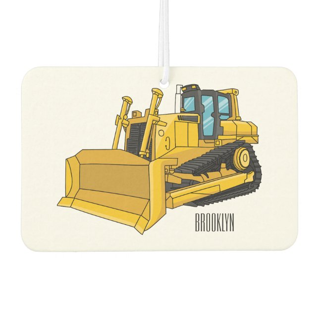 Bulldozer cartoon illustration air freshener (Front)