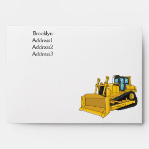 Bulldozer cartoon illustration envelope