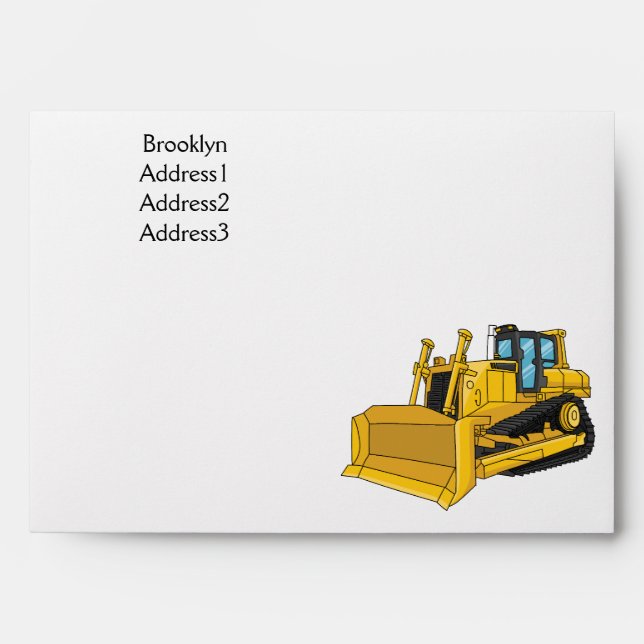 Bulldozer cartoon illustration envelope (Front)