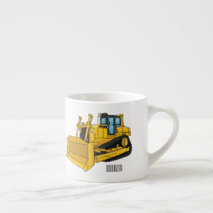 Bulldozer cartoon illustration espresso cup