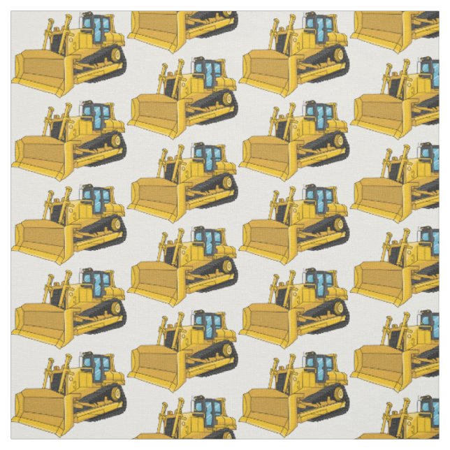 Bulldozer cartoon illustration fabric (Swatch)