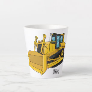 Bulldozer cartoon illustration latte mug