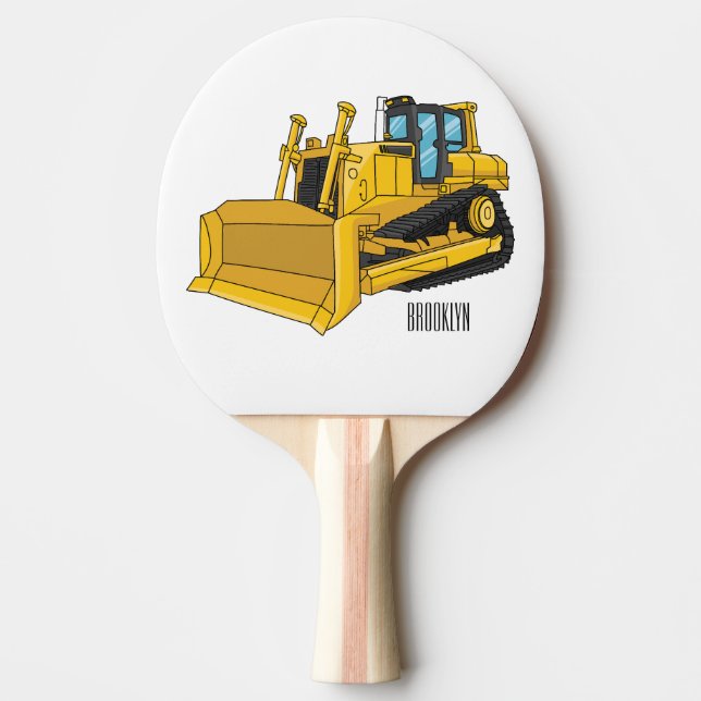 Bulldozer cartoon illustration ping pong paddle (Front)