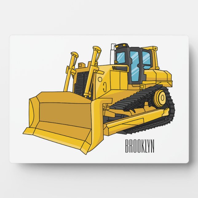 Bulldozer cartoon illustration plaque (Front)