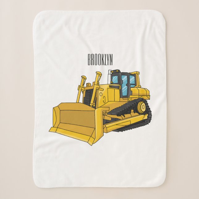 Bulldozer cartoon illustration sherpa blanket (Front)