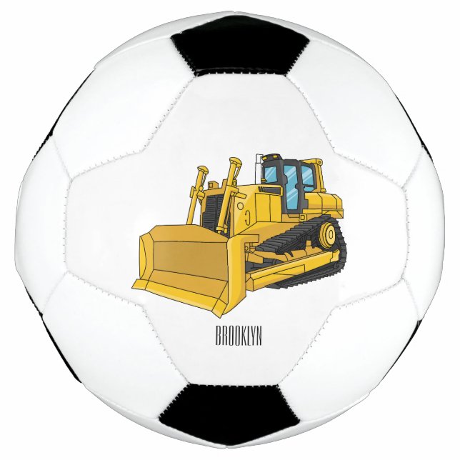 Bulldozer cartoon illustration soccer ball (Front)