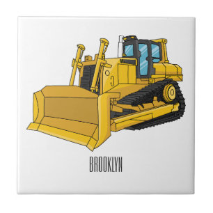 Bulldozer cartoon illustration tile