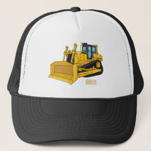 Bulldozer cartoon illustration trucker hat