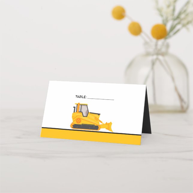 Bulldozer Construction Birthday Place Card (Back)