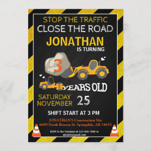 BULLDOZER CONSTRUCTION PARTY INVITATION