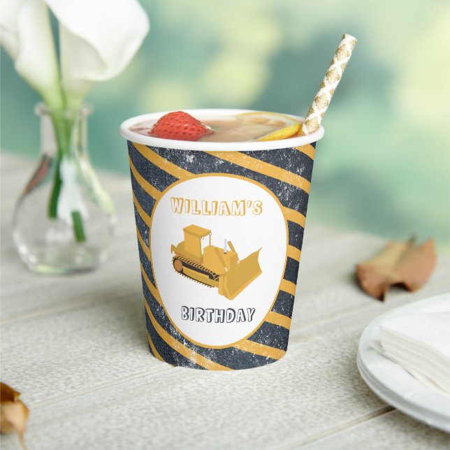 Bulldozer Construction Truck Birthday Boy  Paper Cups (Insitu)