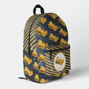 Bulldozer Construction Truck Boys Custom Name Printed Backpack