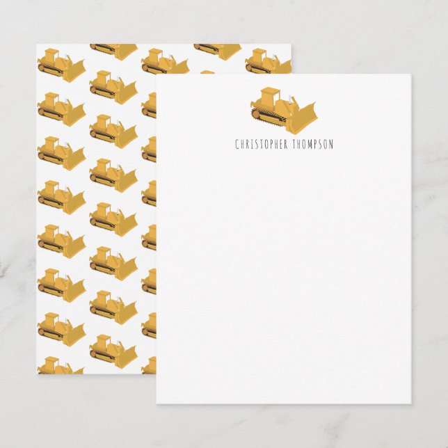 Bulldozer Construction Truck Kids Children's Card (Front/Back)