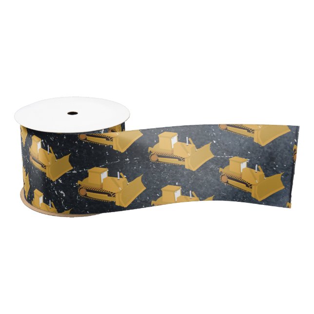 Bulldozer Construction Truck Satin Ribbon (Spool)