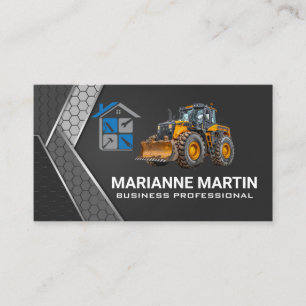 Bulldozer   Contractor Services Icons Business Card