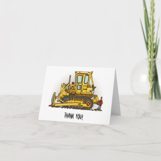 Bulldozer Dozer Thank You Card (Front)