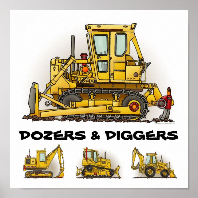 Bulldozer Dozers Diggers Poster Print (Front)