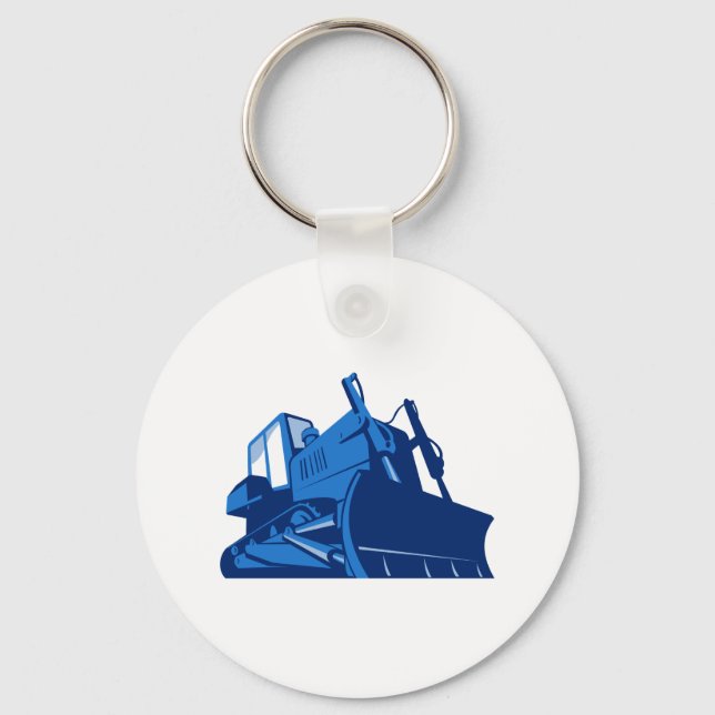 bulldozer front retro keychain (Front)