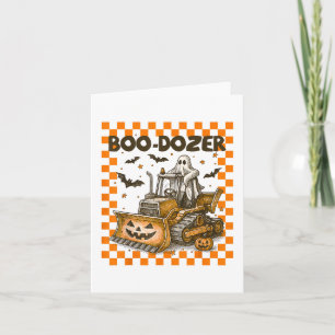 Bulldozer Halloween Boo Dozer Construction Truck B Card