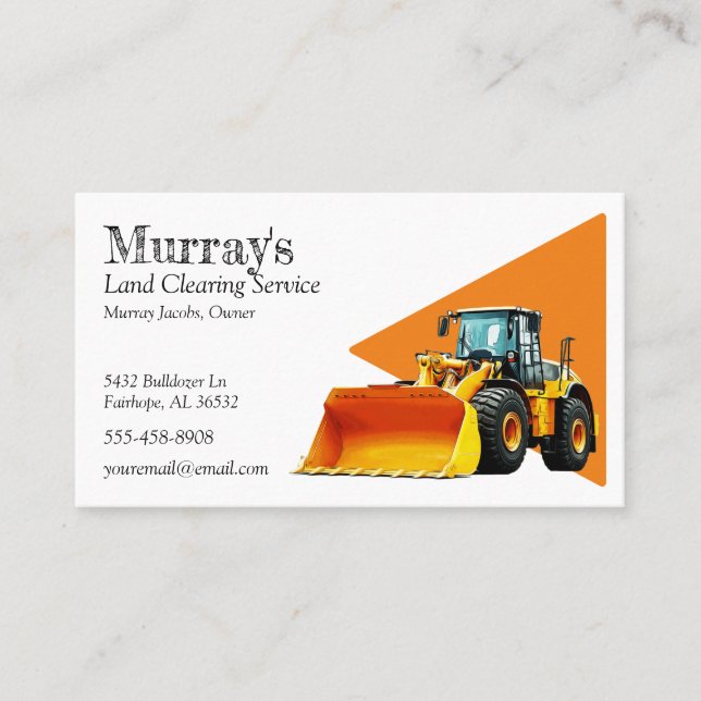 Bulldozer Land Clearing Business Card (Front)