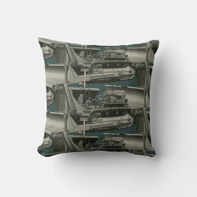 BULLDOZER OPERATING ENGINEER HEAVY EQUIPMENT THROW PILLOW (Front)