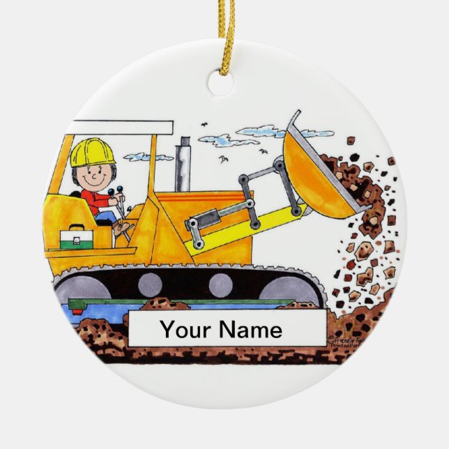 Bulldozer Operator - Female Ceramic Ornament (Front)