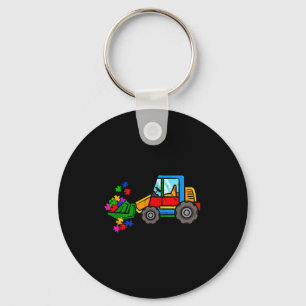 Bulldozer puzzle autism awareness month toddlers keychain