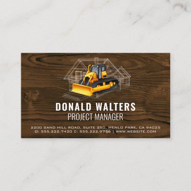 Bulldozer | Wood  | Blueprints Business  Business Card (Front)