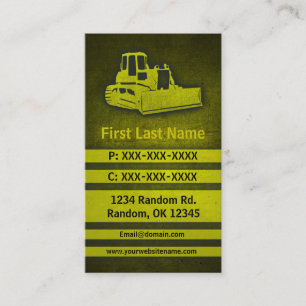 Bulldozer yellow grunge custom business cards