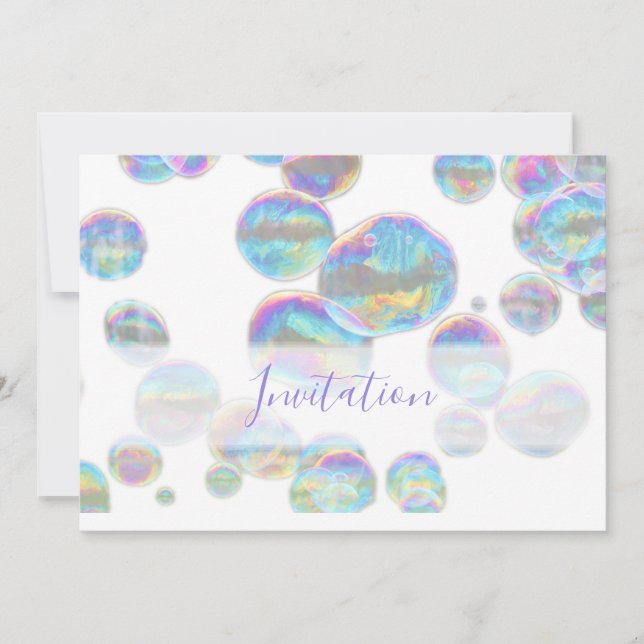 Bulles colorées invitation de fête d'anniversaire (Devant)