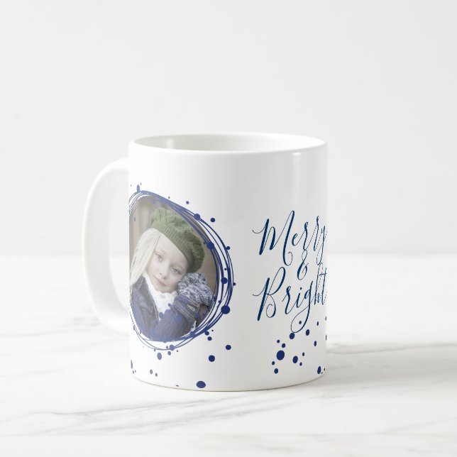 Bulles de neige Noël Wreath Fête Café Mug (Devant gauche)