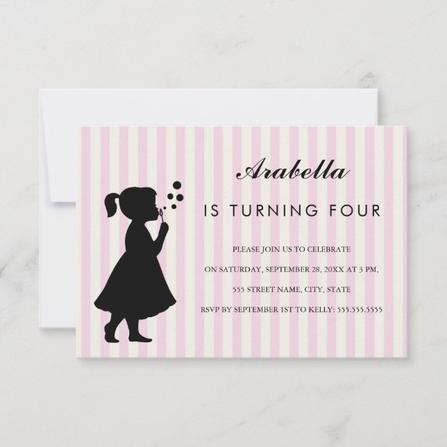 Bulles de soufflante de filles| Invitation à la fê (Devant)