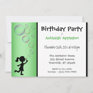 Bulles de souffle vert Invitations d'anniversaire