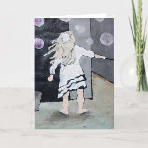 Bulles de soufflement de fille peignant et carte