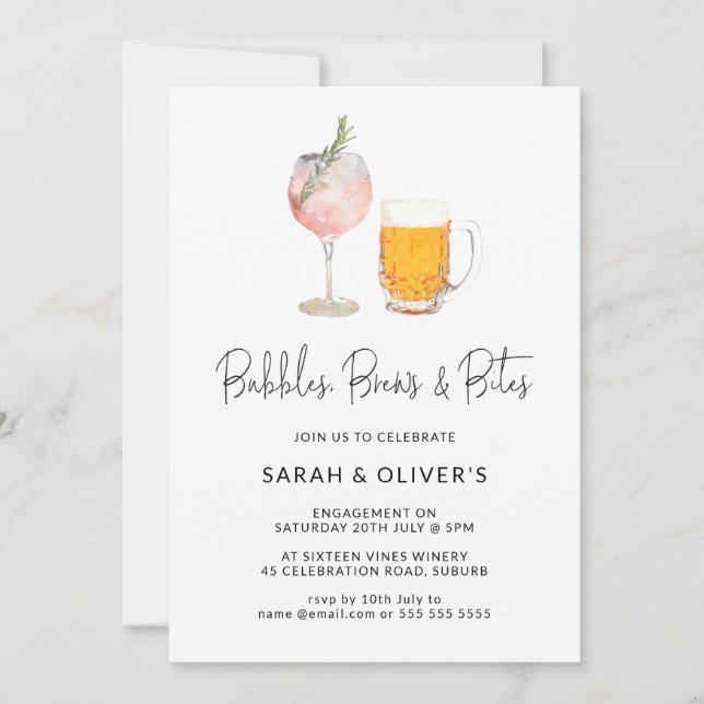 Bulles et brasseries modernes Invitation Fiançaill (Devant)
