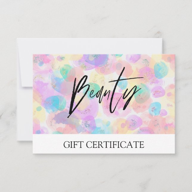 *~* Bulles Pastel Carte cadeau de BEAUTÉ tendance (Devant)