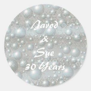 Bulles Perles Stickers Anniversaire Bleu Argent
